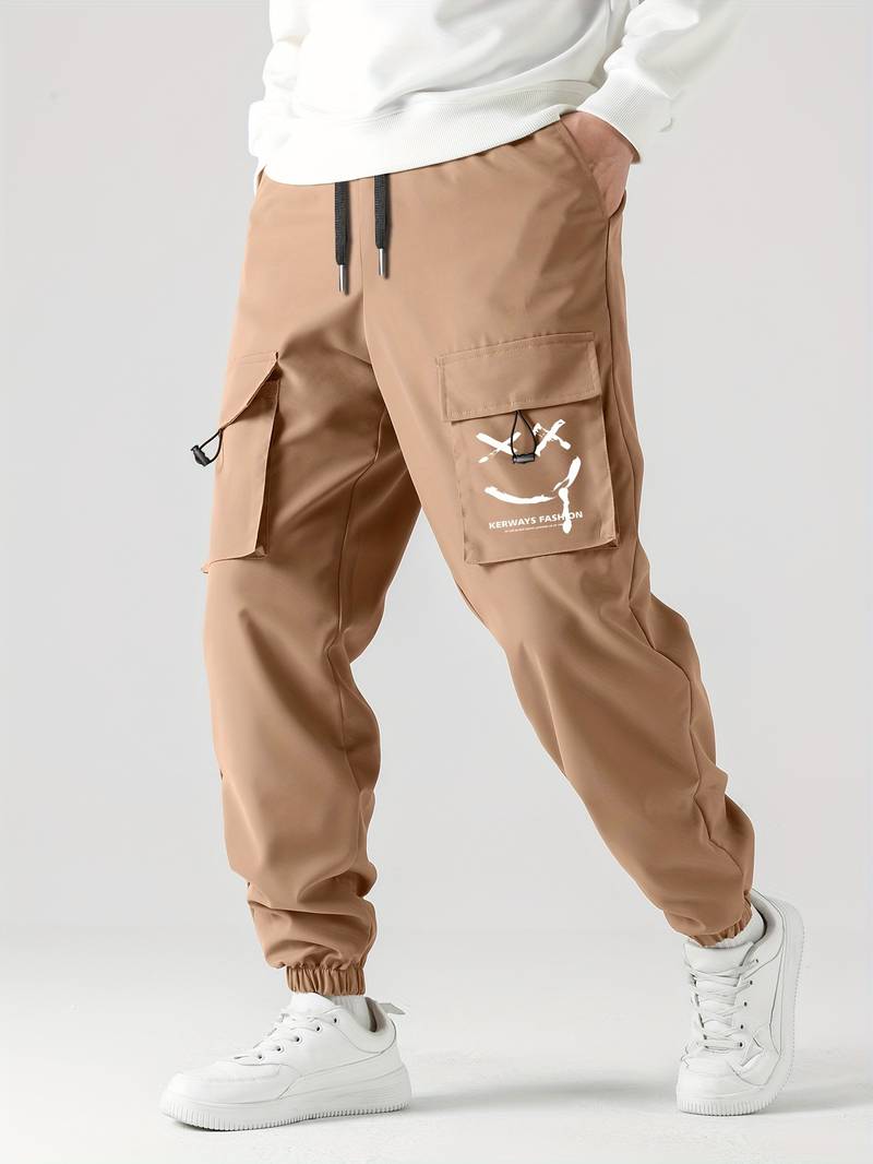 Smile Print Cargo Pants-Swerve