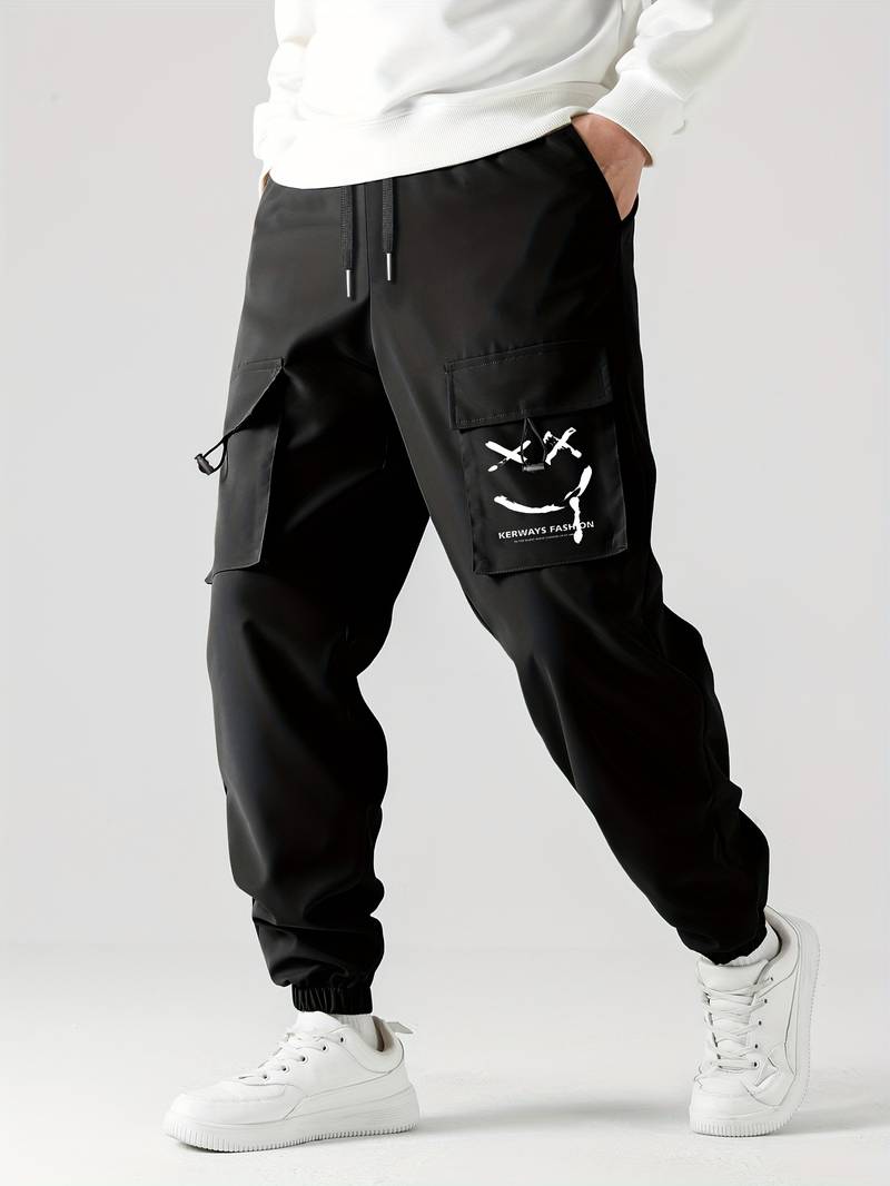 Smile Print Cargo Pants-Swerve