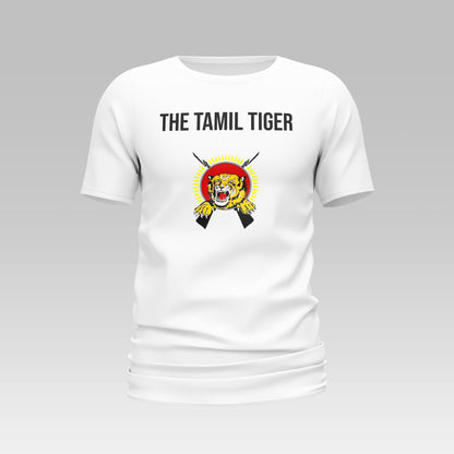 "Tamil Tiger T-shirt with iconic Tamil Tiger emblem, symbolizing Tamil pride and independence"